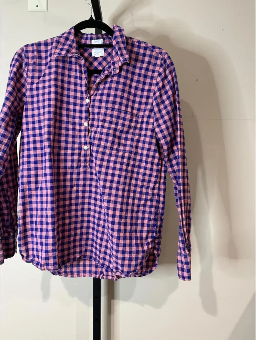 J.Crew Boy Fit Pink and Purple Checkered Button-Up Shirt Size M